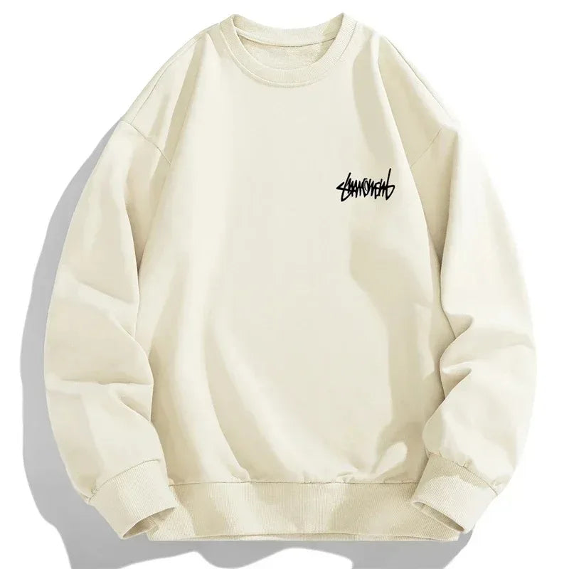 Herresweatshirt i fleece med rund hals lange ærmer pulloverdesign | Guillaume