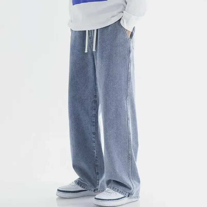 Baggy Jeans Elastisk Talje Letvasket Denim | Calvix