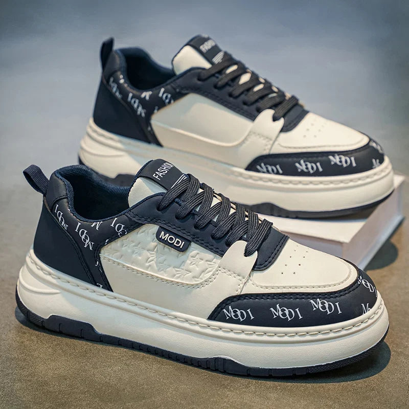 Herre sneakers med plateausål og snørebånd i kunstlæder | Valtor