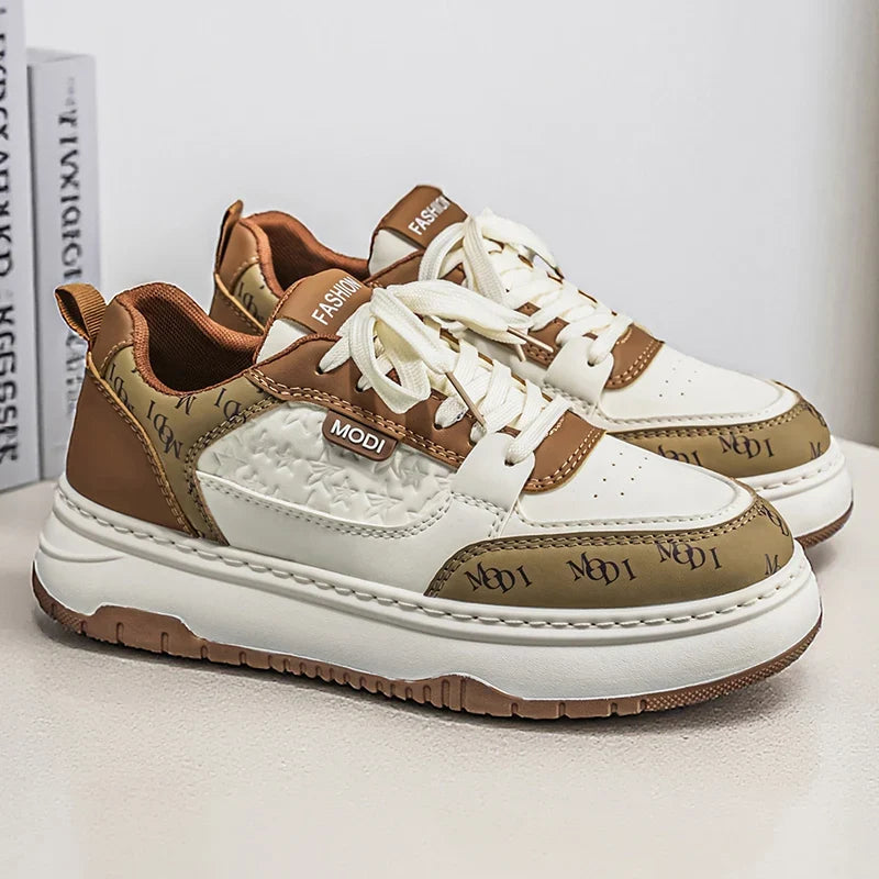 Herre sneakers med plateausål og snørebånd i kunstlæder | Valtor