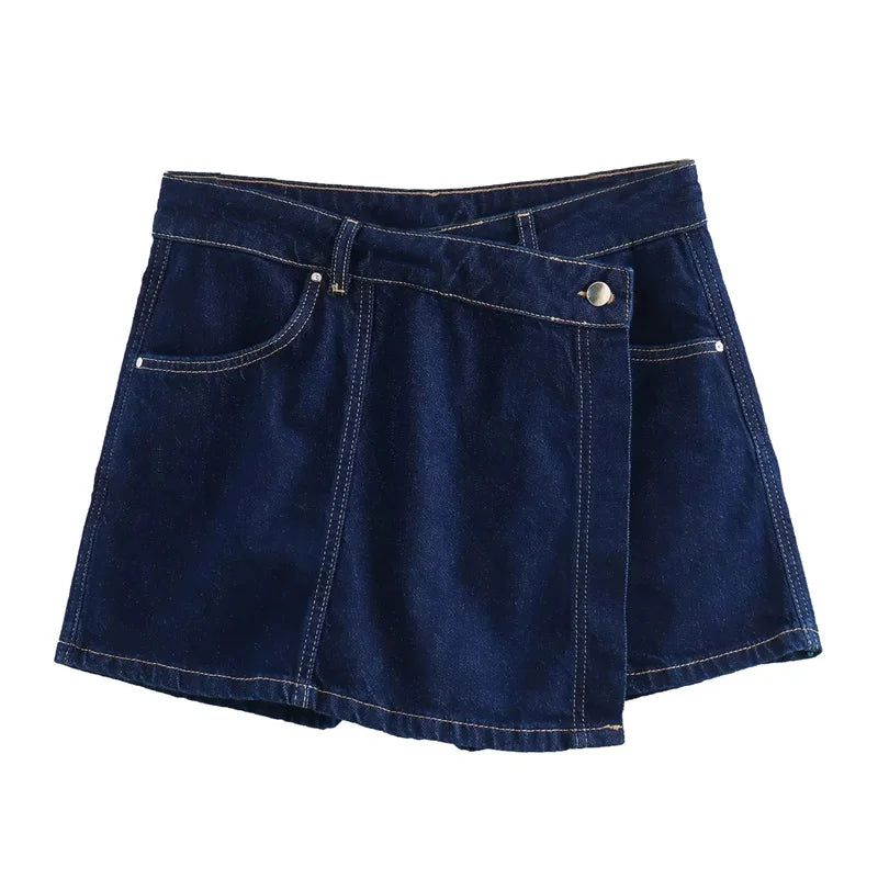 Cropped Denim Bluse Klassisk Krave | Luseva