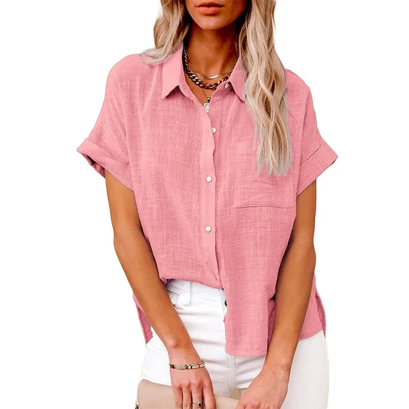 Blouse Løs Casual Sommer Kortærmet | Elvoro