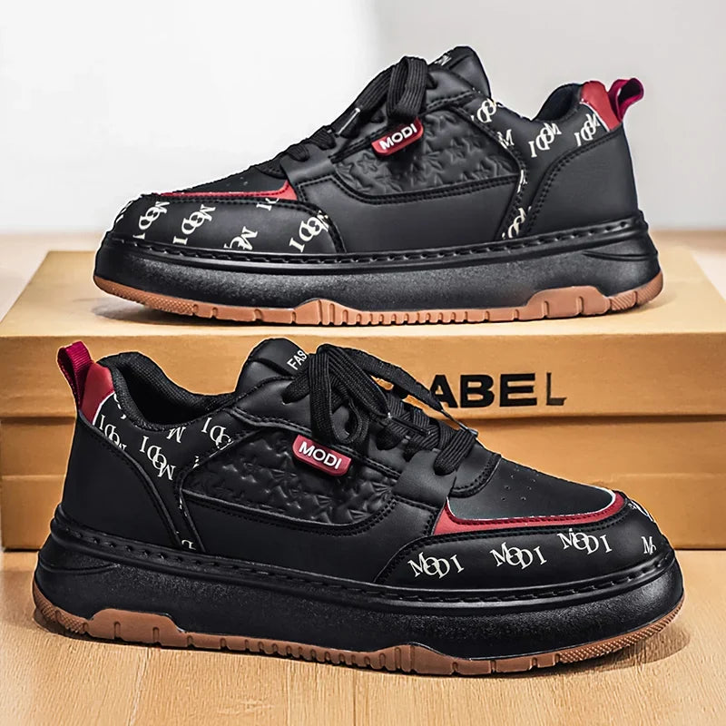 Herre sneakers med plateausål og snørebånd i kunstlæder | Valtor