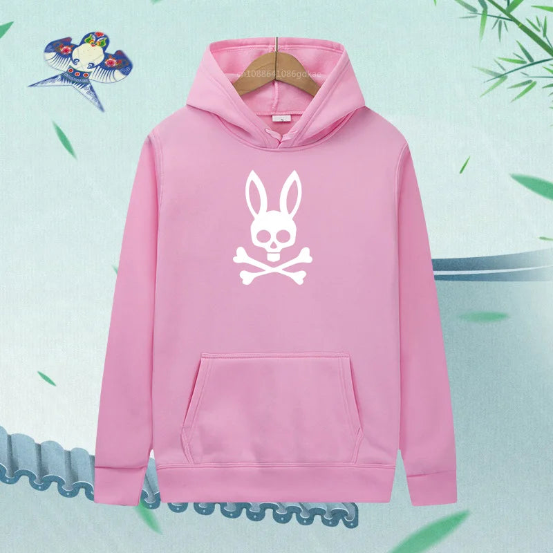 Unisex kaninskalle Hoodie – Casual Streetwear Hættetrøje med Print