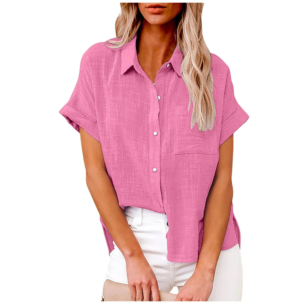 Blouse Løs Casual Sommer Kortærmet | Elvoro