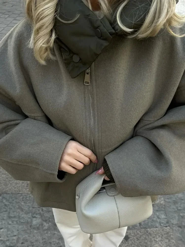 Oversized Damejakke med Lynlås – Casual Efterår & Vinter