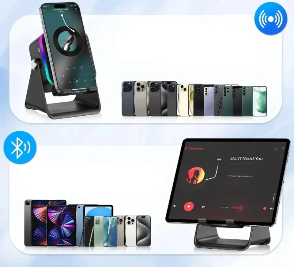 Bluetooth-højttaler med smartphoneholder og RGB-lys | GlowBeat