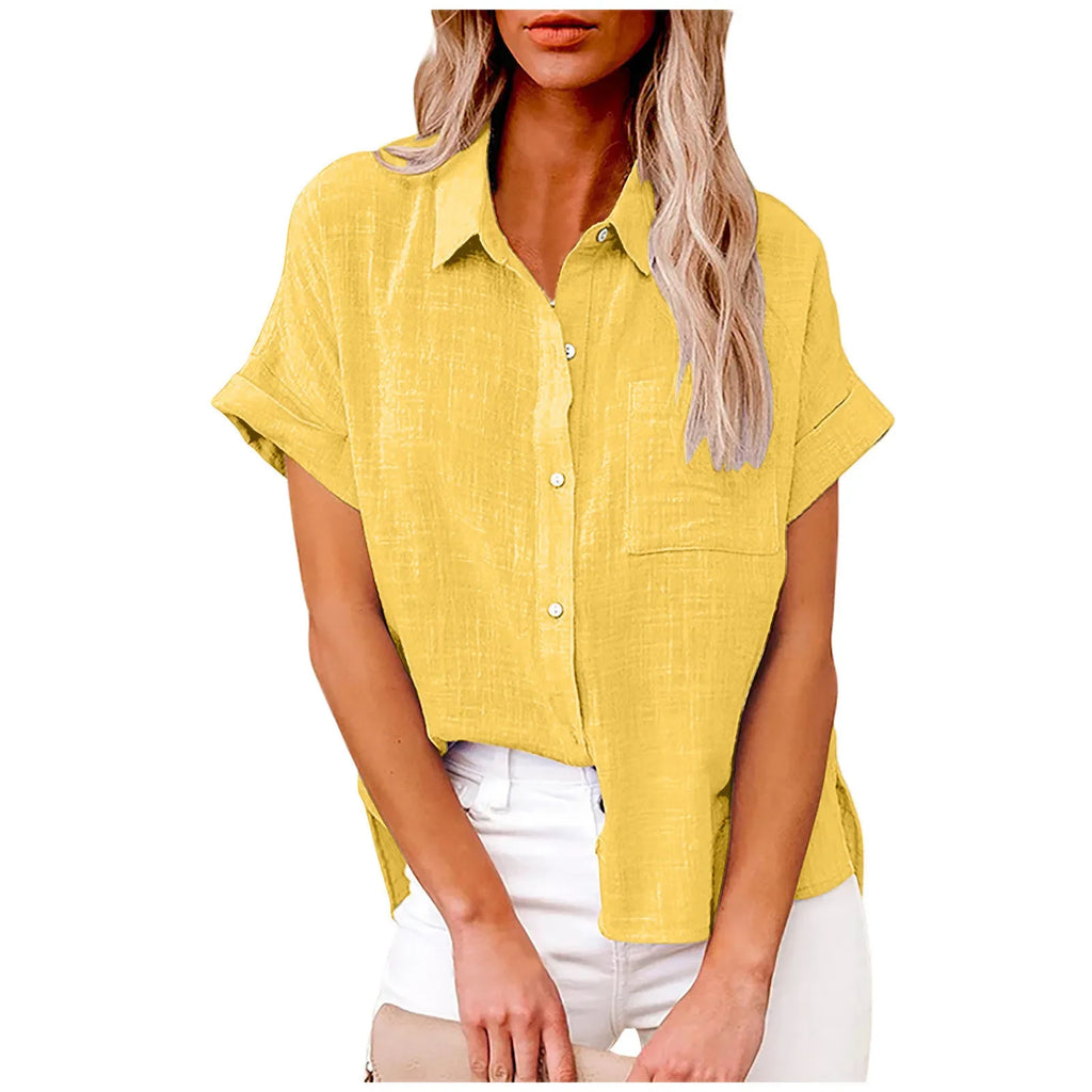 Blouse Løs Casual Sommer Kortærmet | Elvoro