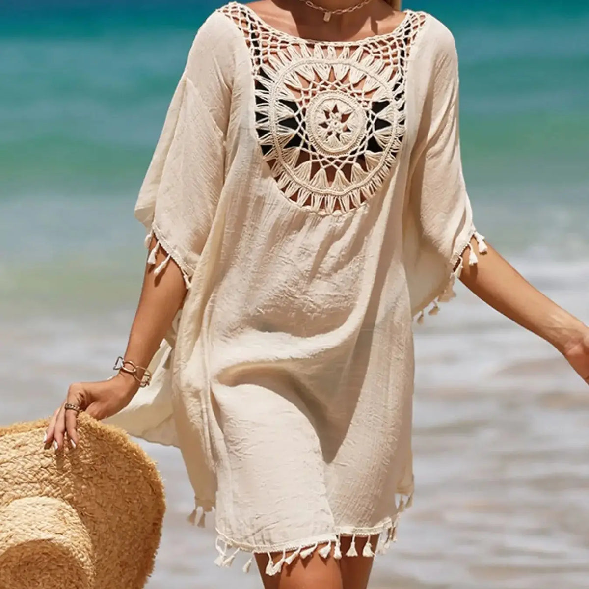 Strandkjole Hæklet Let Sommer Coverup | Solmira
