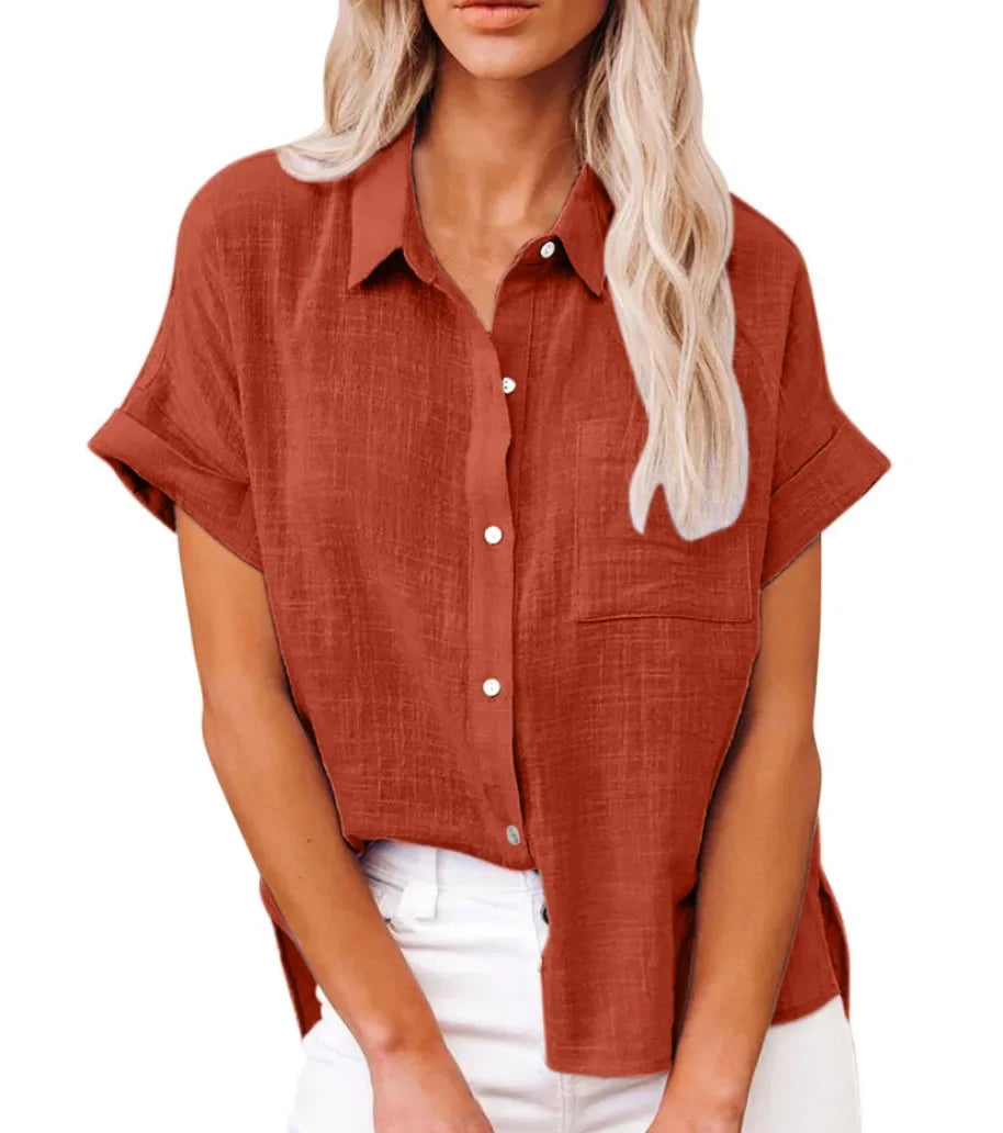 Blouse Løs Casual Sommer Kortærmet | Elvoro