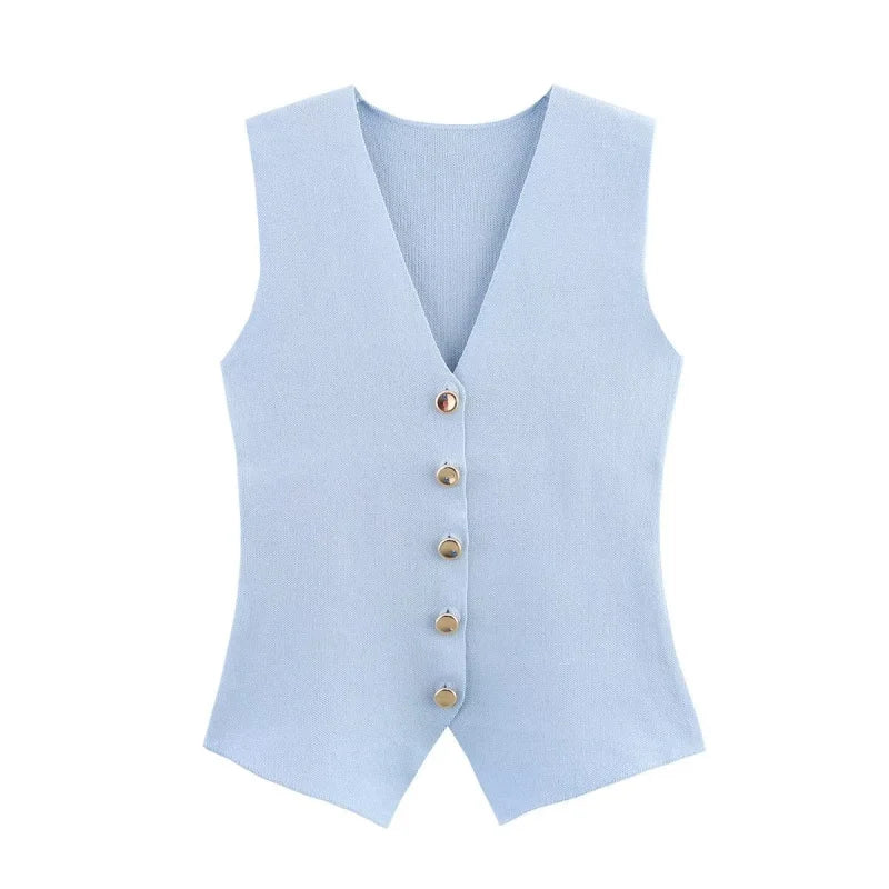 Top Ærmeløs V-Neck Casual Stretch | Orvyn