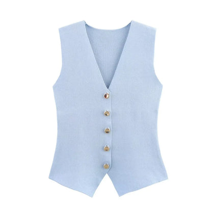 Top Ærmeløs V-Neck Casual Stretch | Orvyn