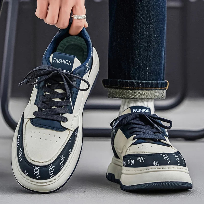 Herre sneakers med plateausål og snørebånd i kunstlæder | Valtor