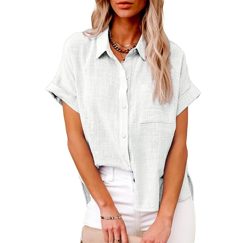 Blouse Løs Casual Sommer Kortærmet | Elvoro
