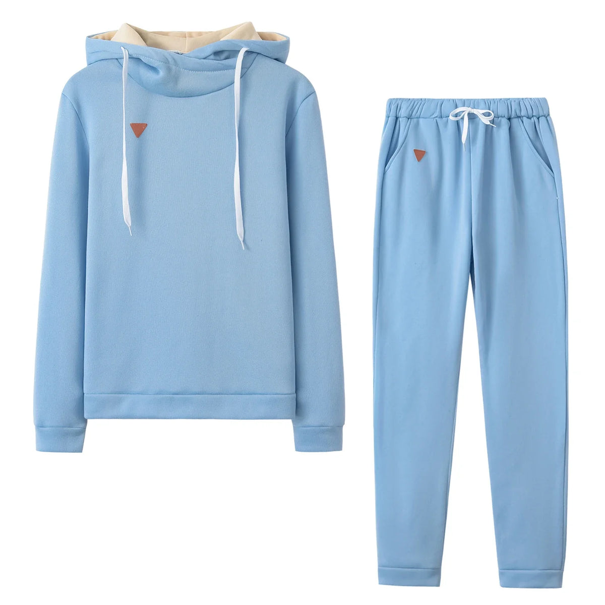 Damski dwuczęściowy komplet z bluzą z kapturem i długimi spodniami o kroju slim fit | Evaly