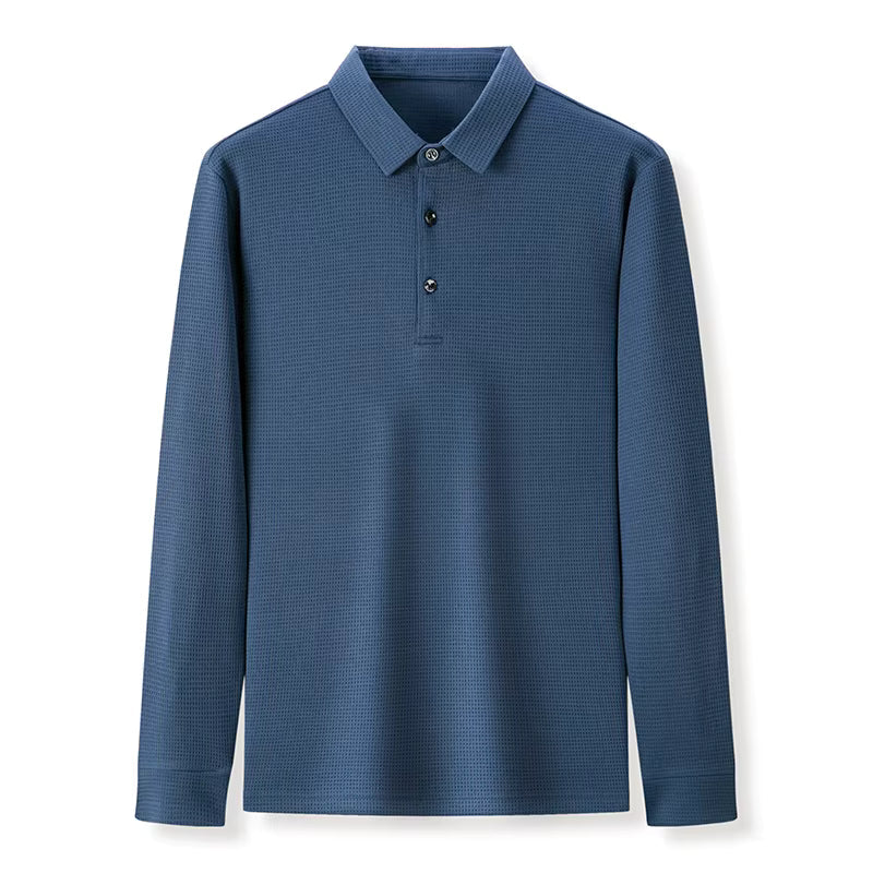 Herrepolo i polyester med klassisk krave og ensfarvet design | François