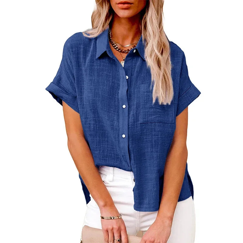 Blouse Løs Casual Sommer Kortærmet | Elvoro