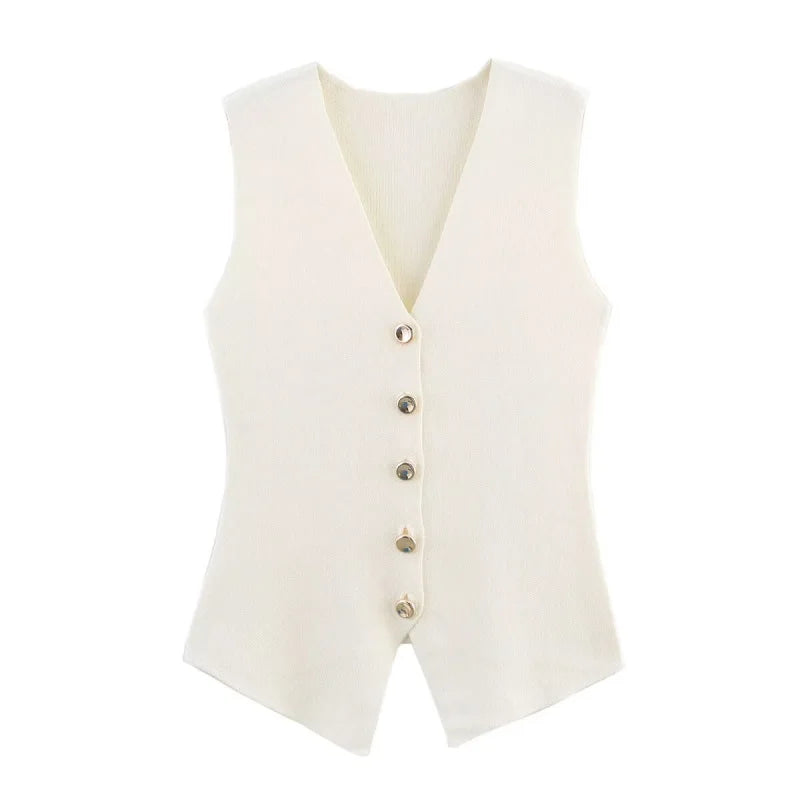 Top Ærmeløs V-Neck Casual Stretch | Orvyn