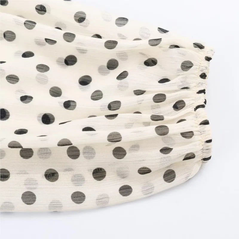 Bluse Polka Dot V-Neck Slim Fit | Elaris