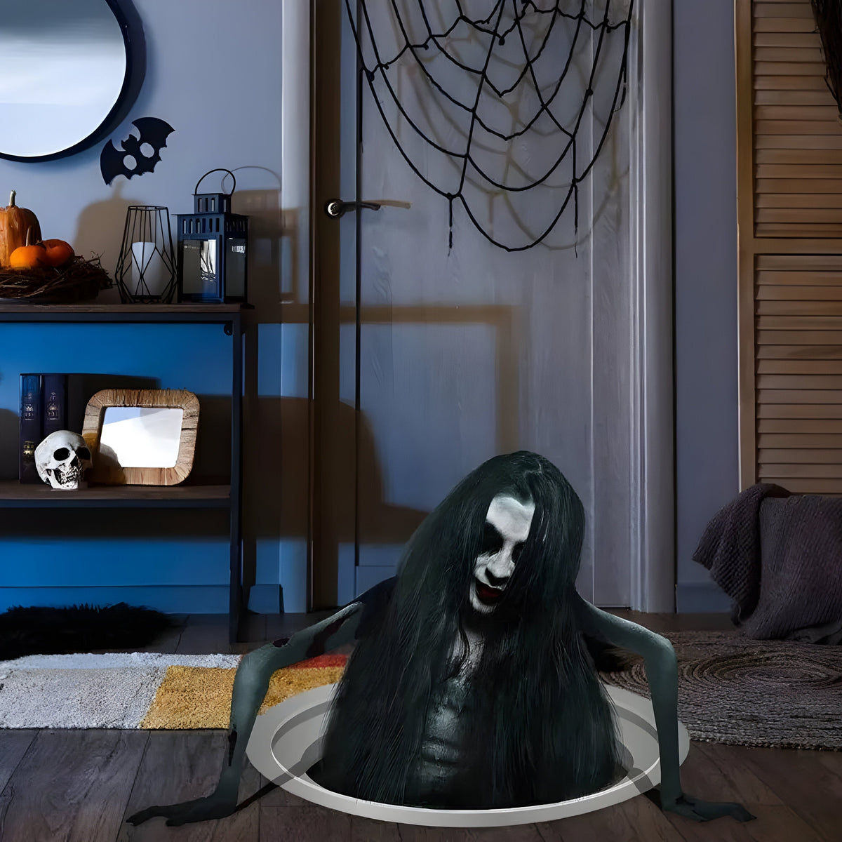 Samoprzylepne naklejki na Halloween z wzorem czarnych włosów do gładkich powierzchni | Morgane