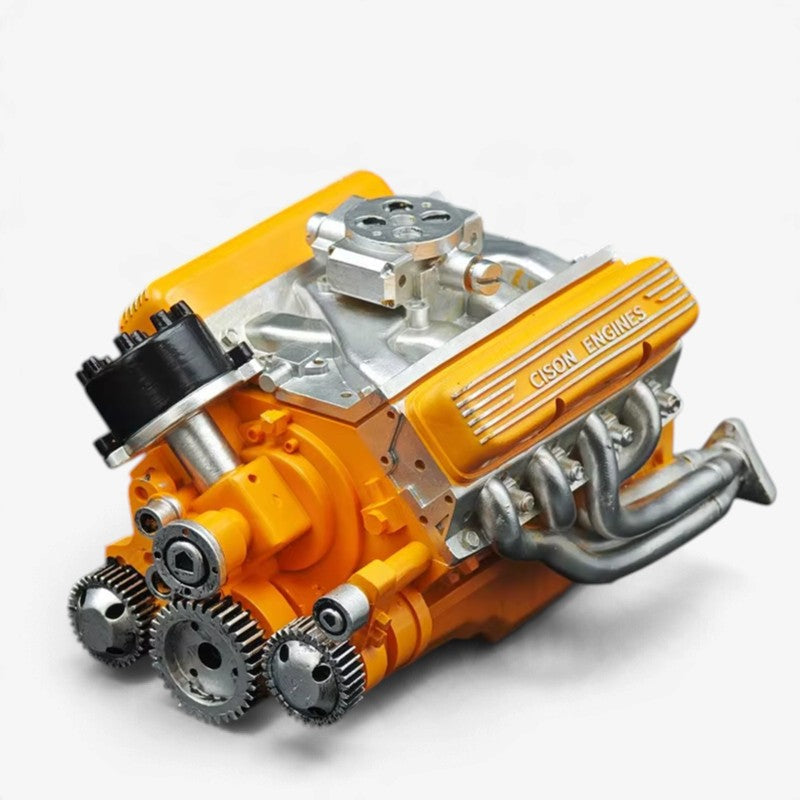 Mini V8 benzinmotor byggesæt med metaldele og CDI-tænding | Chargabuc