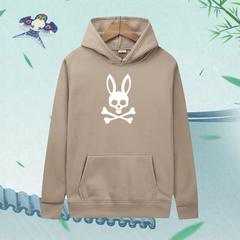 Unisex kaninskalle Hoodie – Casual Streetwear Hættetrøje med Print