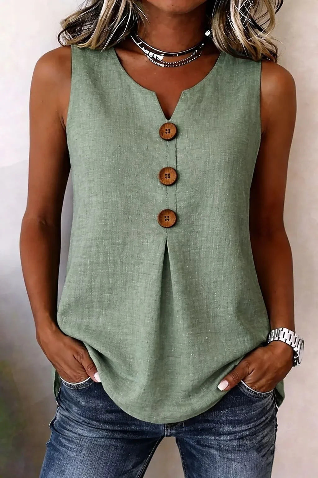 Tanktop Knapdetaljer Sommer | Jessy