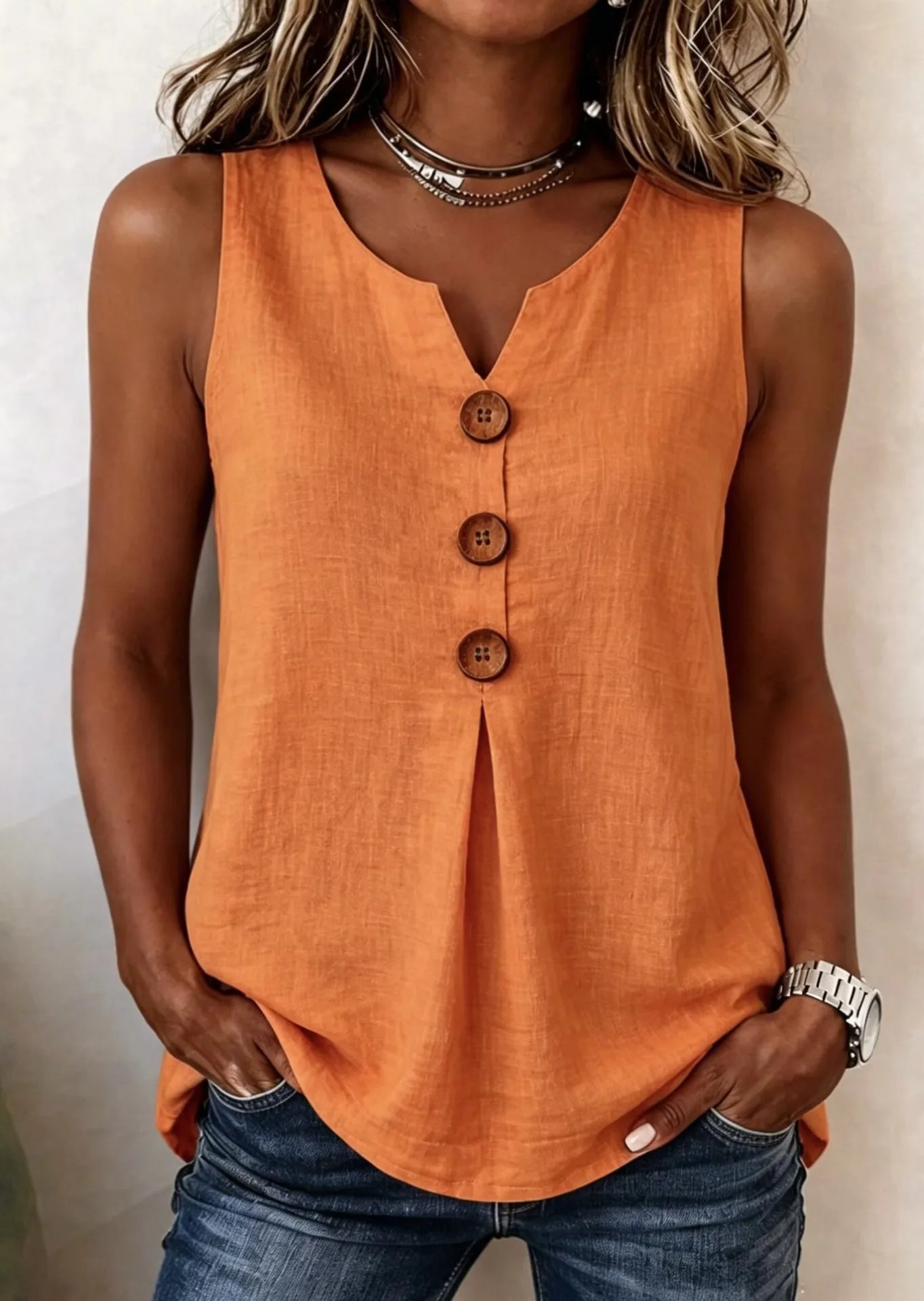 Tanktop Knapdetaljer Sommer | Jessy