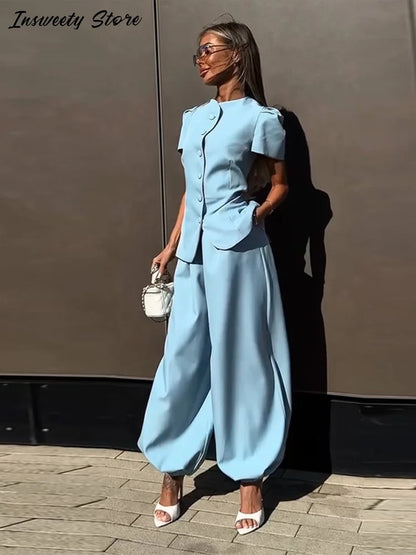Sæt Slim Elegant Lanterne Ærmer Sommer | Velmira