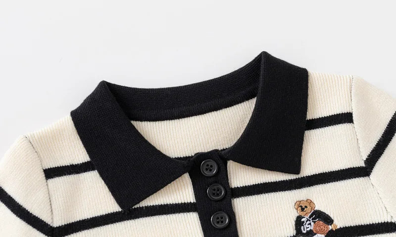 Kenvor Lio Unisex Børnesweater Stribet Langærmet Varm Vinter Komfort