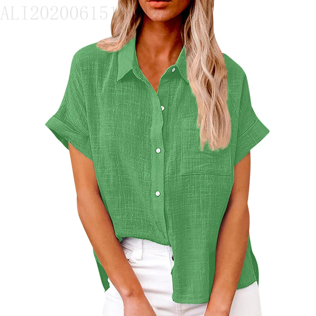 Blouse Løs Casual Sommer Kortærmet | Elvoro