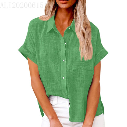 Blouse Løs Casual Sommer Kortærmet | Elvoro