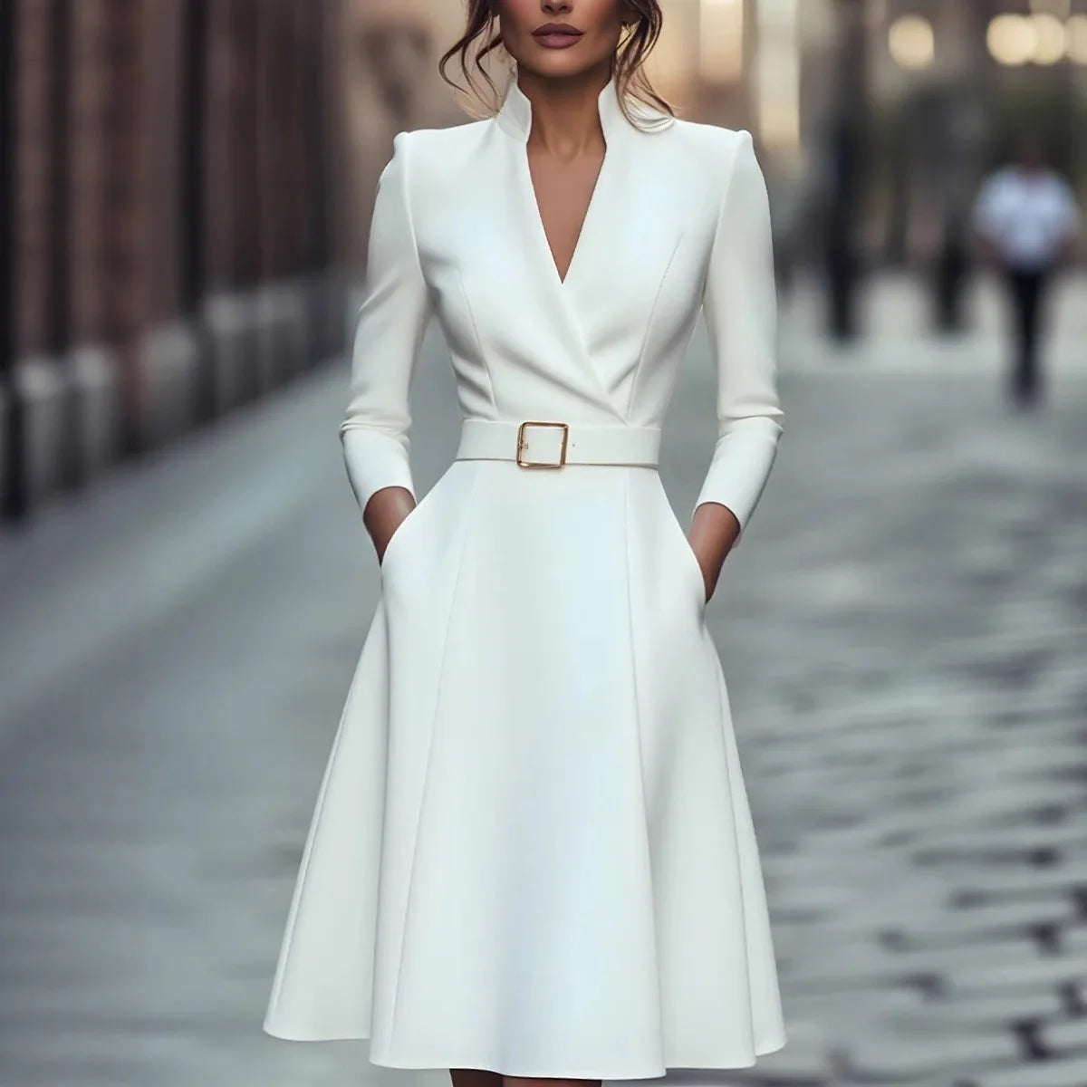 Kjole V-Hals Elegant Slim Pasform | Novira