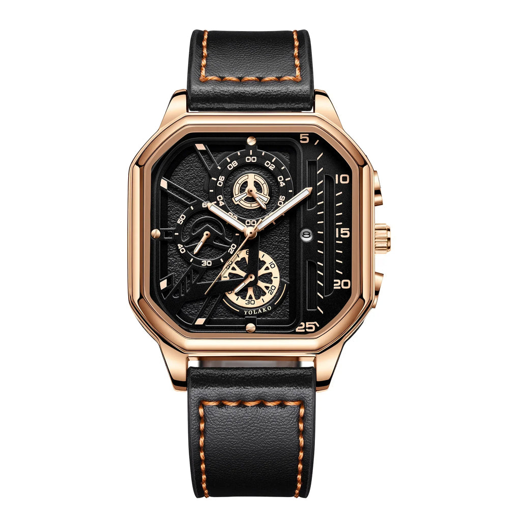 Square Armbåndsur Kvarts Læderrem Analog Design | Velmoro