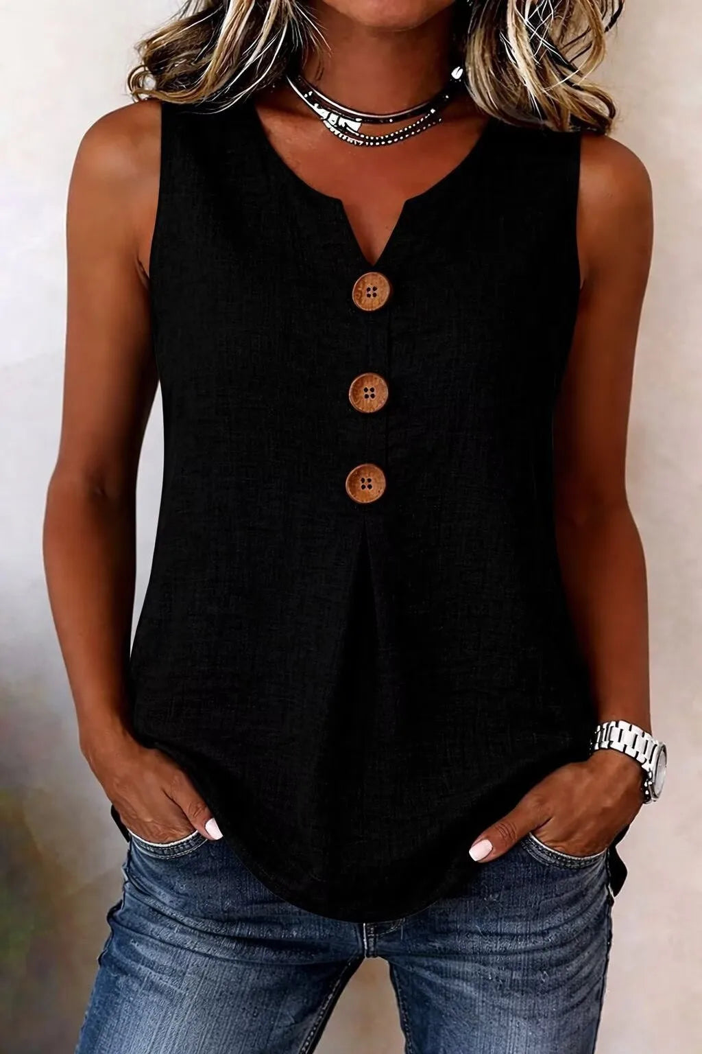 Tanktop Knapdetaljer Sommer | Jessy