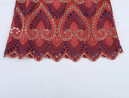 Top og Nederdel Broderet Boho Sommersæt | Camelia