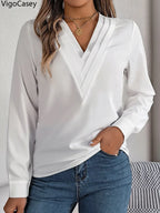 Bluse Chiffon V-hals Langærmet Casual | Mirela