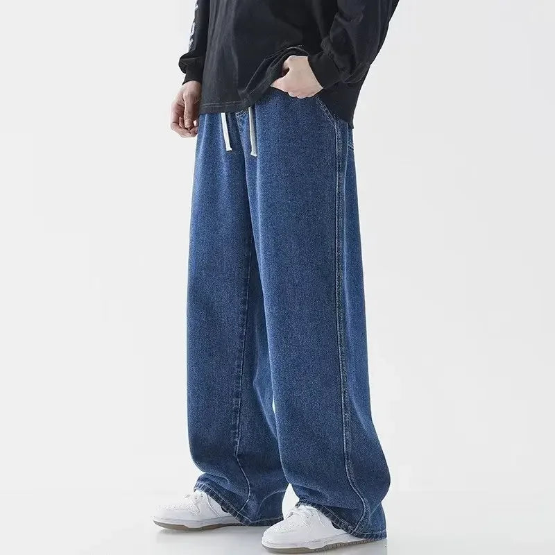 Baggy Jeans Elastisk Talje Letvasket Denim | Calvix