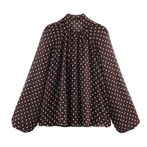 Bluse Polka Dot V-Neck Slim Fit | Elaris