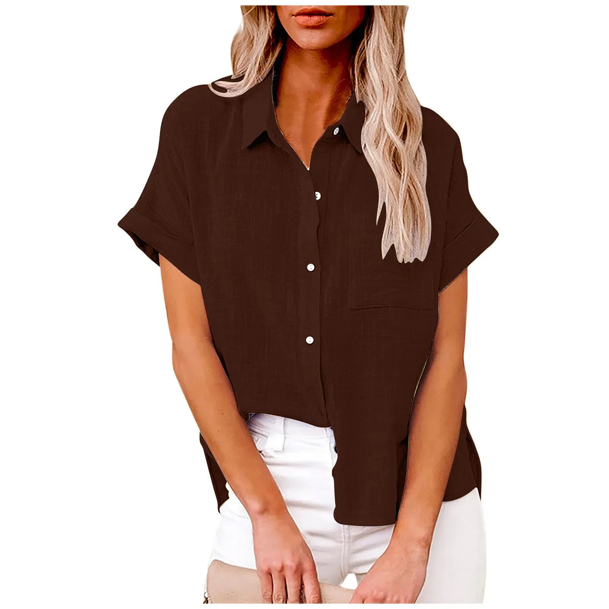 Blouse Løs Casual Sommer Kortærmet | Elvoro