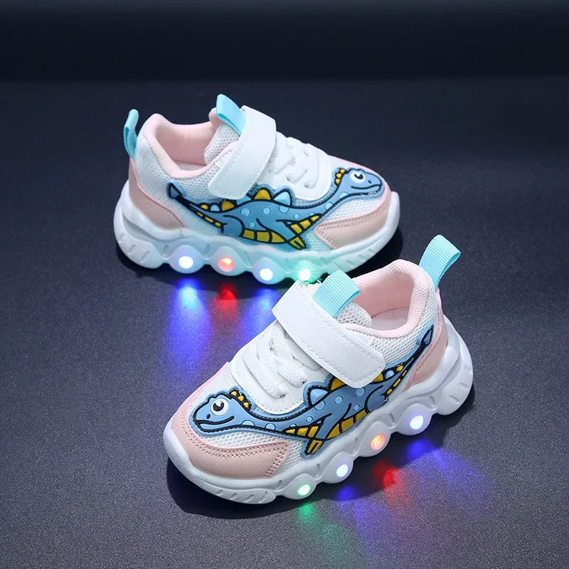 Børnesneakers LED Sål Velcro Åndbar Komfort | Alvero