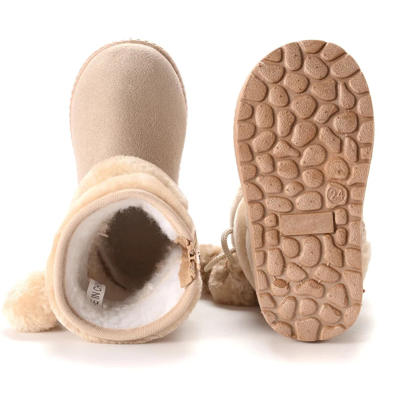 Pigstøvler med plysforing lynlås mikrofiber og slidstærk gummisål | Gisèle