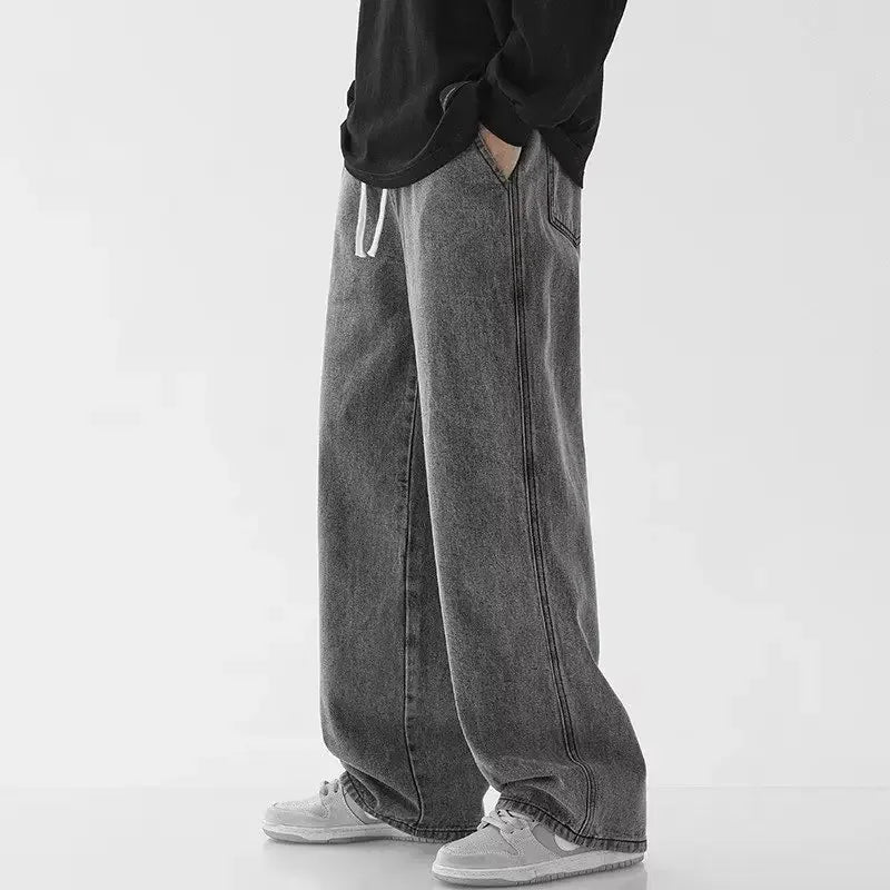 Baggy Jeans Elastisk Talje Letvasket Denim | Calvix