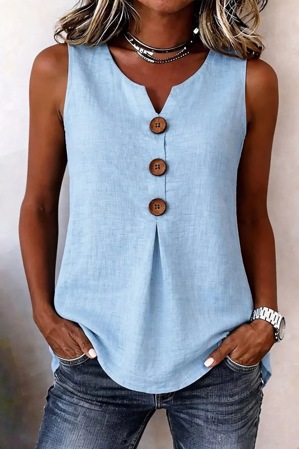 Tanktop Knapdetaljer Sommer | Jessy