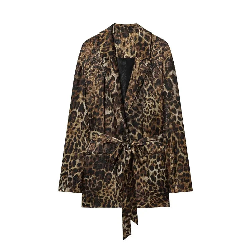 Dame Buksesæt Leopardmønster Blazer | Diva