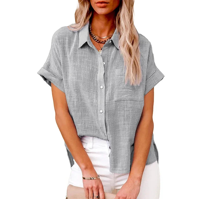 Blouse Løs Casual Sommer Kortærmet | Elvoro
