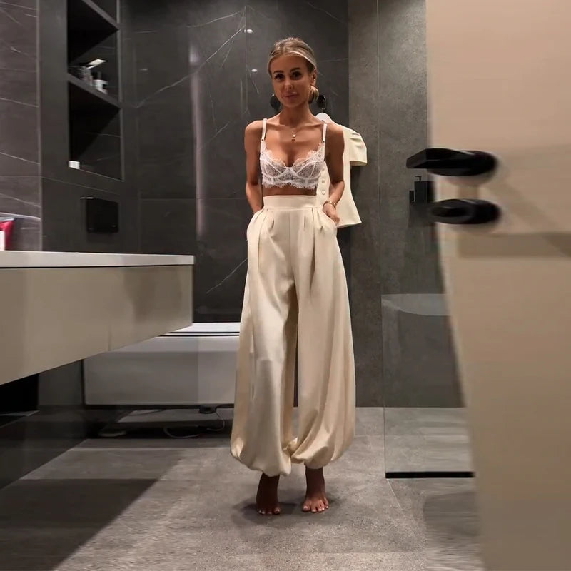 Sæt Slim Elegant Lanterne Ærmer Sommer | Velmira