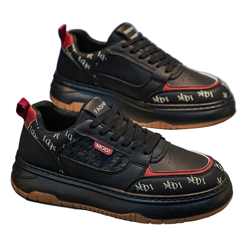 Herre sneakers med plateausål og snørebånd i kunstlæder | Valtor