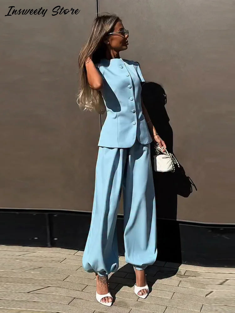 Sæt Slim Elegant Lanterne Ærmer Sommer | Velmira