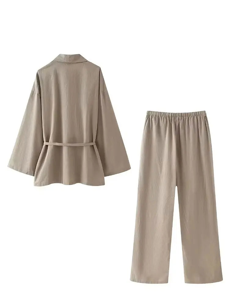 Sæt 2-delt Blazer V-Hals Wide Leg | Estrella